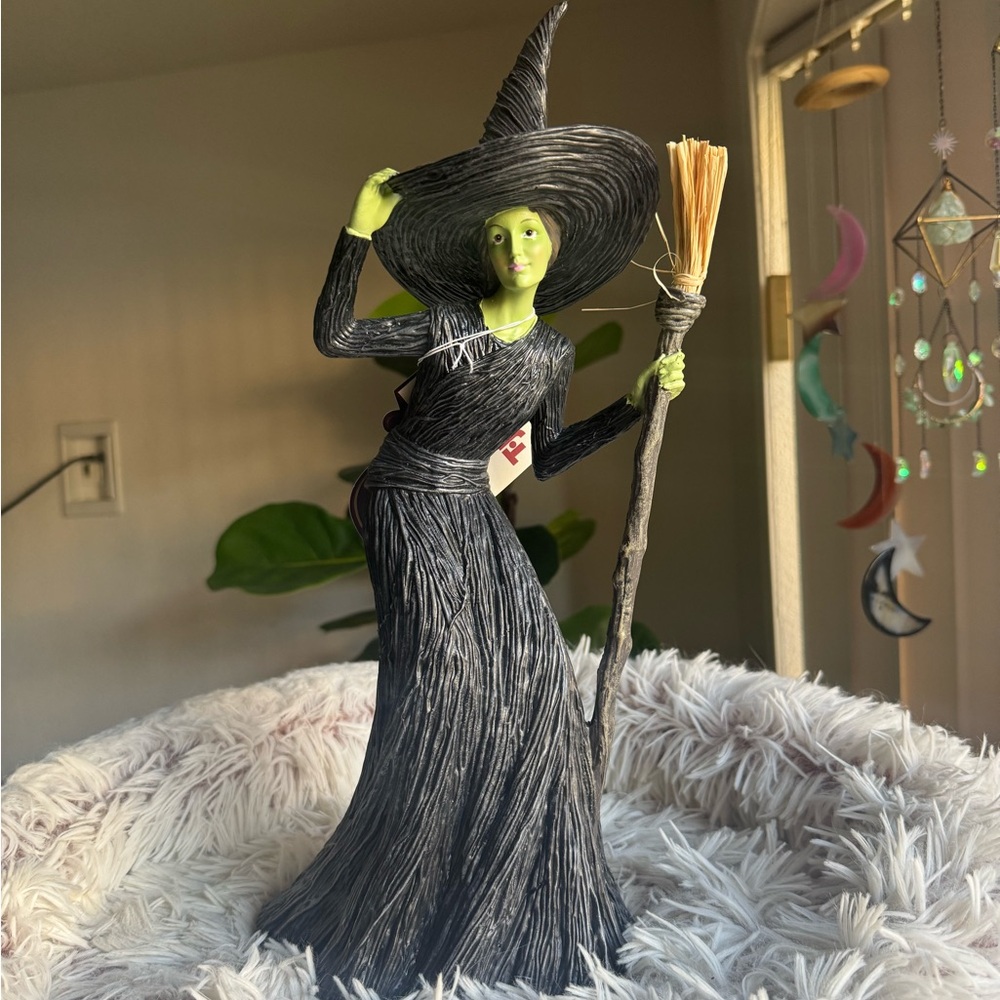 Halloween Eerie Charm Wicked Witch Elphaba Wizard of Oz with broom stick